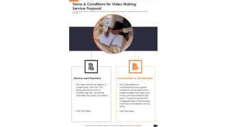 Terms And Conditions For Video Making Service Proposal One Pager Sample Example Document