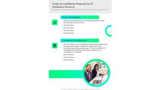 Terms And Conditions Proposal For IT Assistance Services One Pager Sample Example Document