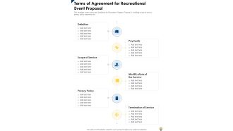 Terms Of Agreement For Recreational Event Proposal One Pager Sample Example Document