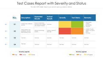 Test Cases Report With Severity And Status Ppt PowerPoint Presentation Model Graphics Example PDF