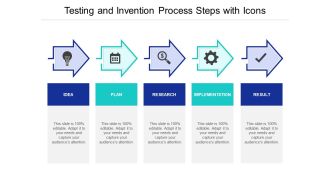 Testing And Invention Process Steps With Icons Ppt PowerPoint Presentation Professional Slide Portrait PDF