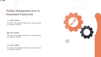 Testing Management Icon In Automated Framework Ppt Show Samples PDF