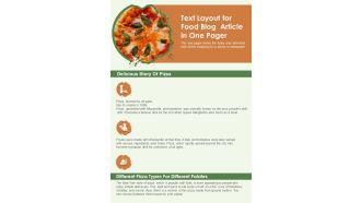 Text Layout For Food Blog Article In One Pager PDF Document PPT Template