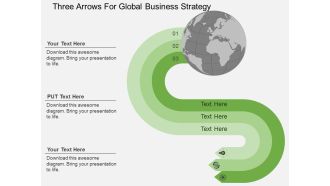 Three Arrows For Global Business Strategy Powerpoint Templates