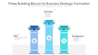 Three Building Blocks For Business Strategy Formation Ppt PowerPoint Presentation Gallery Background Image PDF