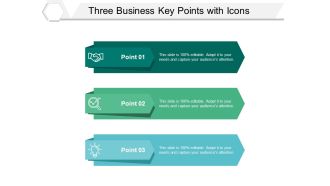 Three Business Key Points With Icons Ppt PowerPoint Presentation Icon Graphics Download