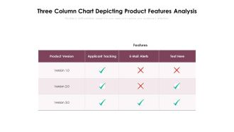Three Column Chart Depicting Product Features Analysis Ppt PowerPoint Presentation File Slideshow PDF