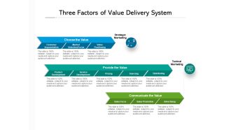 Three Factors Of Value Delivery System Ppt PowerPoint Presentation Styles Elements PDF