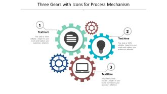 Three Gears With Icons For Process Mechanism Ppt Powerpoint Presentation Ideas Good