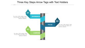 Three Key Steps Arrow Tags With Text Holders Ppt PowerPoint Presentation Model Graphics Pictures
