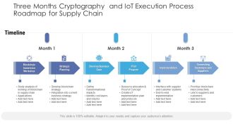 Three Months Cryptography And Iot Execution Process Roadmap For Supply Chain Infographics