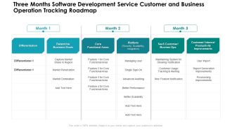 Three Months Software Development Service Customer And Business Operation Tracking Roadmap Topics