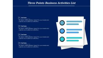 Three Points Business Activities List Ppt PowerPoint Presentation File Tips PDF