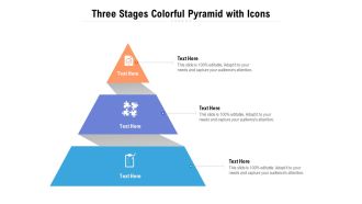 Three Stages Colorful Pyramid With Icons Ppt PowerPoint Presentation Gallery Graphics Example PDF