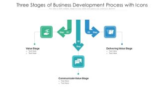 Three Stages Of Business Development Process With Icons Ppt PowerPoint Presentation File Slideshow PDF