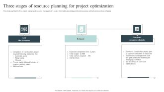 Three Stages Of Resource Planning For Project Optimization Download PDF