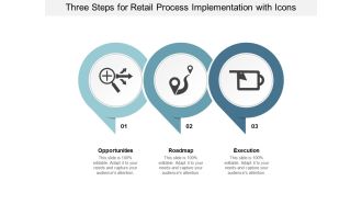 Three Steps For Retail Process Implementation With Icons Ppt Powerpoint Presentation File Graphics
