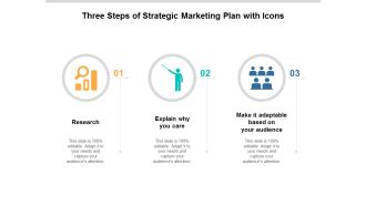 three steps of strategic marketing plan with icons ppt powerpoint presentation outline infographic template