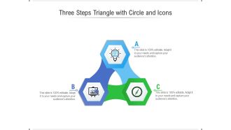Three Steps Triangle With Circle And Icons Ppt PowerPoint Presentation Gallery Graphics PDF