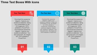Three Text Boxes With Icons PowerPoint Templates