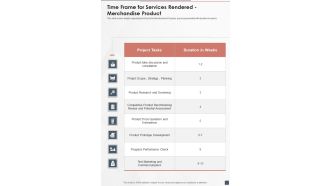 Time Frame For Services Rendered Merchandise Product One Pager Sample Example Document