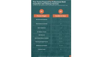 Time Frame Proposal For Professional Mold Inspection And Cleanup Services One Pager Sample Example Document