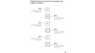 Timeline Business Proposal For Transportation And Logistics Company One Pager Sample Example Document