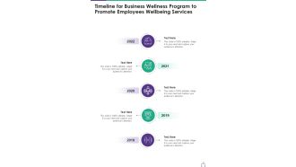 Timeline Business Wellness Program Promote Employees One Pager Sample Example Document