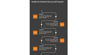 Timeline For Electrical Services Bid Proposal One Pager Sample Example Document