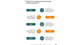 Timeline For Investment Proposal For Real Estate Development One Pager Sample Example Document