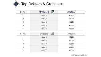 Top Debtors And Creditors Ppt PowerPoint Presentation Model Portrait