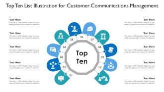 Top Ten List Illustration For Customer Communications Management Ppt PowerPoint Presentation Outline Guide PDF