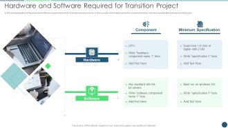 Transformation Plan Hardware And Software Required For Transition Project Ppt PowerPoint Presentation Gallery Designs PDF