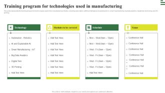 Transforming Manufacturing With Automation Training Program For Technologies Background PDF