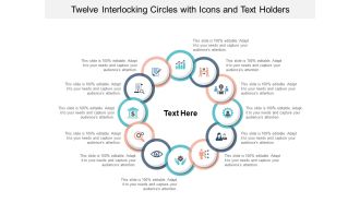 Twelve Interlocking Circles With Icons And Text Holders Ppt PowerPoint Presentation File Designs Download
