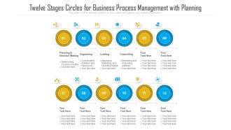Twelve Stages Circles For Business Process Management With Planning Ppt PowerPoint Presentation File Objects PDF