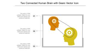 Two Connected Human Brain With Gears Vector Icon Ppt PowerPoint Presentation Model Guidelines PDF