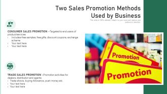 Two Sales Promotion Methods Used By Business Ppt PowerPoint Presentation File Elements PDF