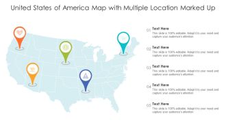 United States Of America Map With Multiple Location Marked Up Ppt PowerPoint Presentation File Slides PDF