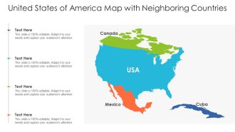 United States Of America Map With Neighboring Countries Ppt PowerPoint Presentation File Master Slide PDF