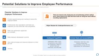 Upskill Training For Employee Performance Improvement Potential Solutions To Improve Employee Performance Brochure PDF