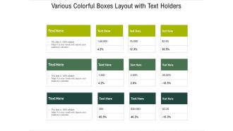 Various Colorful Boxes Layout With Text Holders Ppt PowerPoint Presentation File Background Images PDF