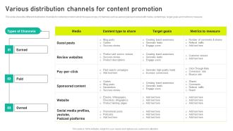 Various Distribution Channels For Content Promotion Ppt Slides Samples PDF