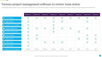 Various Project Management Software To Review Team Status Brochure PDF