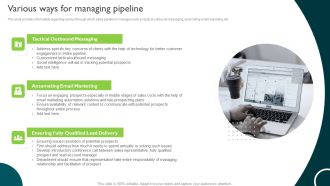 Various Ways For Managing Pipeline Managing Sales Pipeline Health Structure PDF