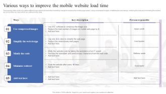 Various Ways To Improve The Mobile Website Load Time Mobile Search Engine Optimization Guide Background PDF