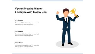 Vector Showing Winner Employee With Trophy Icon Ppt PowerPoint Presentation Pictures Clipart PDF