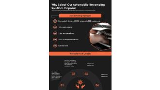 Vehicle Redesign Services Why Select Our Automobile Revamping One Pager Sample Example Document