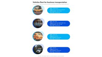Vehicles Fleet For Business Transportation One Pager Sample Example Document