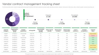 Vendor Contract Management Tracking Sheet Vendor Management System Deployment Download PDF